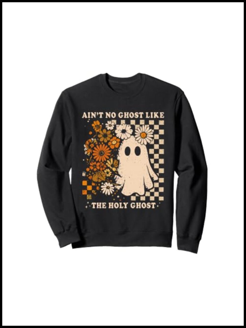 Christian Halloween Ghost Graphic Crewneck Sweatshirt Long Sleeve